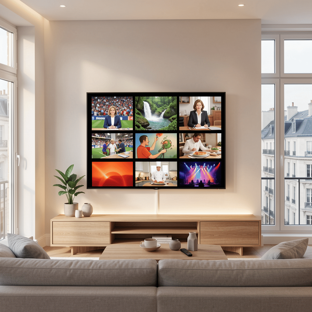 Scherm met internationale live tv-kanalen
